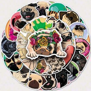 Cartoon Pug Dog Stickers